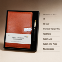 Ensemble cadeau de carnet à couverture rigide A5 en cuir PU personnalisé et stylo avec logo personnalisé dans un coffret cadeau