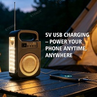 Lanterne solaire 5-en-1 avec haut-parleur Bluetooth, batterie externe, radio FM, lumière LED, lampe d'urgence portable pour le camping et les situations d'urgence
