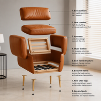 Fauteuil moderne en cuir marron, chaise individuelle, siège d'appoint pour salon, appartement, bureau