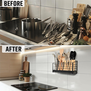 <b>Wall</b> Mounted Cutlery Rack Drainer Multi Functional Kitchen Storage Organizer For Countertop And <b>Wall</b> Placement - Product Image 3
