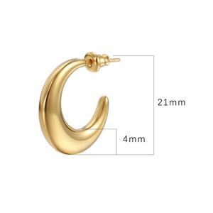 Pendientes de aro circulares de acero inoxidable Showfay para mujer, pendientes grandes y <span class=keywords><strong>gruesos</strong></span> <span class=keywords><strong>dorados</strong></span>, accesorios de joyería de moda. - Product Image 3