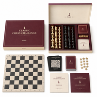 Jeu d'échecs classique personnalisé Staunton avec cartes tactiques, plateau pliable gris et boîte rigide en carton