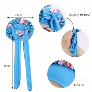 Bonnets en satin personnalisés pour femmes, motifs floraux, bonnets Ankara, bonnets de créateur en satin avec lien - Product Image 5