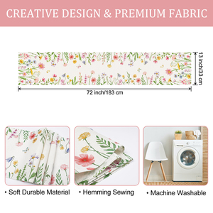 Runner da Tavola Floreale Primaverile ed Estivo 13x72 Pollici 13x90 Pollici con Fiori <span class=keywords><strong>Rosa</strong></span>, Piante, Foglie e Farfalle per Decorazione Tavola da <span class=keywords><strong>Cucina</strong></span> e Sala da Pranzo - Product Image 5