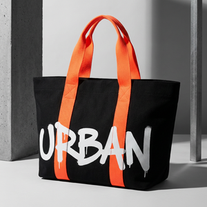 Shoulder Shopping Bag Eco-friendly Cotton <b>Canvas</b> Letter Print <b>Canvas</b> <b>Tote</b> Bag Large Size Hand Length Handle Daily Shopping Bag - Product Image 1