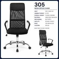Chaise de bureau moderne à dossier haut en maille avec appui-tête, base chromée, pivotante et réglable, pour espaces de travail professionnels et écoles
