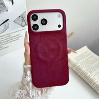 Casing Tekstur Denim Vintage dengan Pengisian Daya Nirkabel Magnetik, Bagian Bawah Terbuka, Tipis, Kain Kanvas Pelindung untuk iPhone 18 Pro Max 17