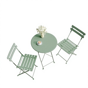 Set Elegante e Resistente di Tavolo Bistrot in Metallo e 2 Sedie Pieghevoli, Arredamento da Esterno per Balcone, Cortile e Giardino - Product Image 1