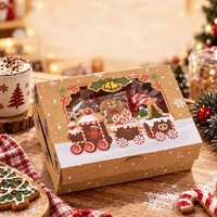 Boîte à dessert de Noël en papier kraft Anji Newell, impression UV sérigraphiée, emballage personnalisé avec logo pour friandises festives, bonbons, fruits