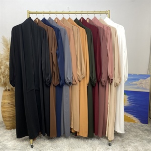 1876 #   Abaya de couleur unie, robes musulmanes de Dubaï, vêtements islamiques pour femmes, tenue simple et modeste pour l'Aïd et le quotidien - Product Image 6