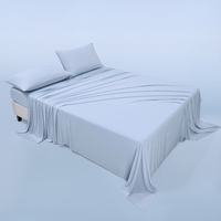 Ensemble de 3 draps-housses rafraîchissants en soie glacée, housse de matelas respirante et douce à poches profondes avec 2 taies d'oreiller pour un sommeil léger
