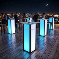 Table pliante pour événements, table en verre, table à cocktails en acrylique LED commerciale