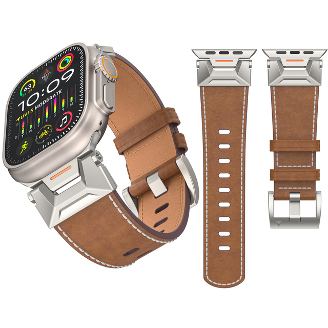 High Quality Top-grain Leather Strap for apple ultra 49mm Genuine Leather Watch Band