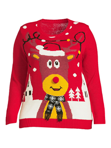 Custom Christmas Printed Pullover <strong>Top</strong> <strong>for</strong> <strong>Women</strong> Casual Plus Size Knit Sweater Fashionable Round-Neck Winter <strong>Xmas</strong> Sweater - Product Image 3