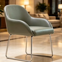 Fauteuil d'appoint moderne rembourré en cuir PU, durable, avec base en traîneau, pour hôtel, hall d'entrée, salle d'attente, café