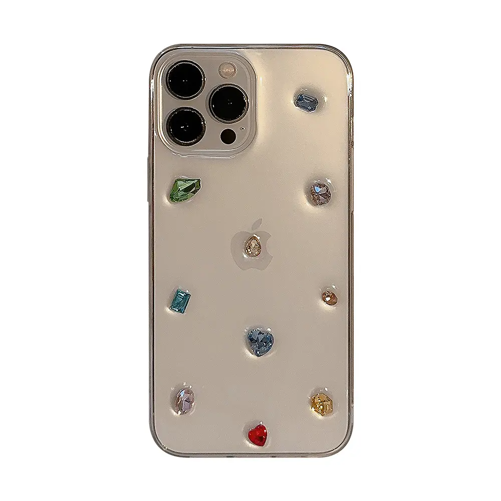 3D renk elmas 14promax 13 telefon kılıfları için uygun i15 yapıştırıcı 12 yumuşak durumlarda 8/XR lüks 11