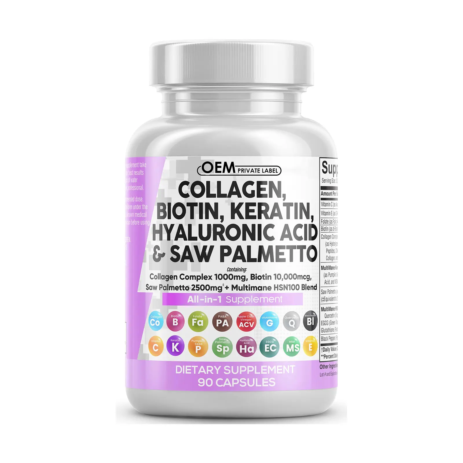 OEM Biotin Collagen viên nang thuốc 64000mg Biotin & Keratin hyaluronic axit Marine Collagen bổ sung viên nang