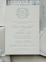 Invitaciones de Boda de Alta Gama con Impresión Tipográfica, Papel Grueso de Algodón, Diseño Floral en Relieve, Personalizables