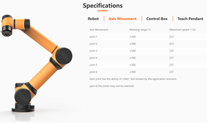 <span class=keywords><strong>Robot</strong></span> collaboratif AUBO <span class=keywords><strong>i5</strong></span> à 6 axes, charge utile de 5 kg, portée de 886,5 mm, Cobot - Product Image 3