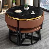 Ensemble de table à manger ronde moderne, style sud-américain, chaise en acier carbone, gain de place, pour la maison, la chambre, le salon ou le restaurant