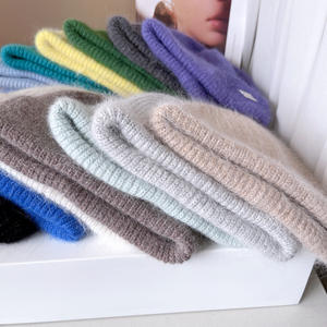 Bonnets en Laine pour Femmes et Hommes, Bonnet d'Hiver Tricoté en Fourrure de <span class=keywords><strong>Lapin</strong></span> <span class=keywords><strong>Angora</strong></span>, Bonnets Chauds - Product Image 2