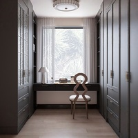 Armoire et bureau intégrés en verre gris foncé de style rétro français, personnalisation complète de la maison