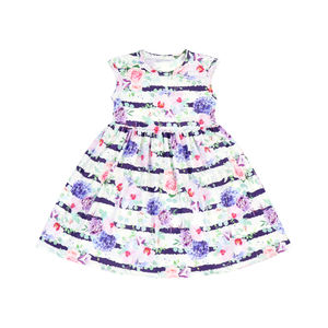 Robe d'été pour bébé fille, BQA-188, robe mignonne à rayures et à fleurs pour tout-petits - Product Image 2