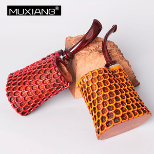 Muxiang Tobacco Pipe Bent Type Fragrant Photinia Wood Openwork Fish Scale Carving For Smoking Men Gift - Product Image 1