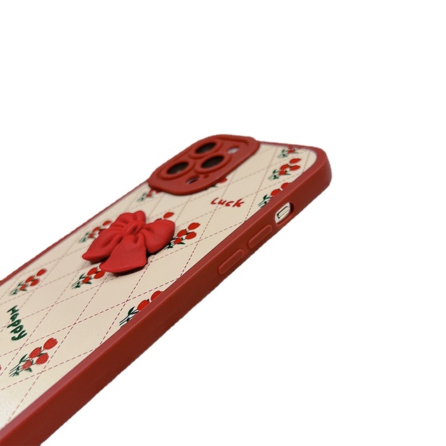 Wholesale Cute Flower Design Bow Girl Style Cemare Screen Protective Phone Case for Iphone15 13 12 11