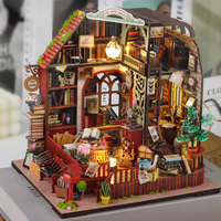 Kit DIY de niche à livres vintage avec lumière LED, kit miniature en bois pour insertion dans une étagère