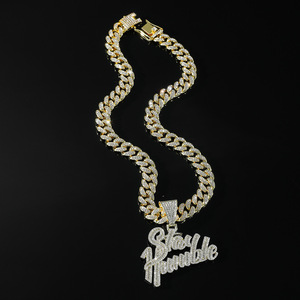 Hot Selling New <b>Light</b> Luxury Hiphop Style Gold Silver Plated Chain Men's <b>Letter</b> Alloy Pendant Necklace Fashion Jewelry Wholesale - Product Image 2