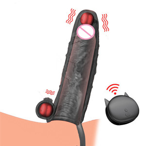 Silicone 10 vitesses à distance vibrant coq manchon anneau agrandissement pénis réutilisable gode préservatif vibrateur sex toy pour hommes femmes - Product Image 1