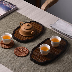 Bandeja de té de estilo retro, juego de té, bandeja para preparación en seco, mesa de té pequeña de bambú, bandeja de té para el hogar, mesa para preparación en seco - Product Image 2