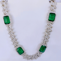 Collier Hip Hop en Diamant de 15 mm, Vente en Gros, Collier en Strass Rouge et Vert, Collier Ras de Cou, Bijoux