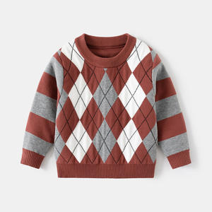 <span class=keywords><strong>Pull</strong></span>-over tendance pour garçon, motif diamant, col rond, nouvelle collection automne-hiver 2024, vente en gros pour enfants - Product Image 6