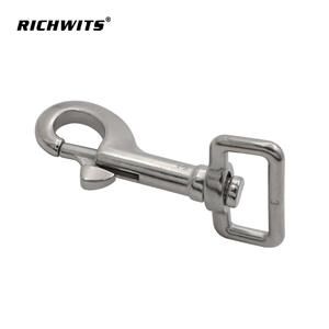 Crochet de laisse pour animaux de compagnie en acier inoxydable à tête unique, chaîne carrée, boucle de sac à ressort en sangle, accessoires en cuir pour chiens - Product Image 4