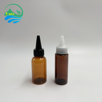 Flacon plastique vide de 60 ml pour tatouage avec bouchon à visser et applicateur à presser pour encre de tatouage, pigment, liquide cosmétique, emballage.