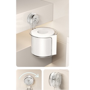 Treo Tường Mô Hộp Hút Cup Acrylic Nhà Vệ Sinh Nhựa Vòng Lưu Trữ Organizer Kệ Trong Suốt Chủ Cho Phòng Tắm - Product Image 2