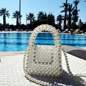 Luxury Hand-Woven Metal Beaded Pearl Chain Shoulder Bag Customized Color for Women's Evening Wedding Party Gift Falak <b>World</b> - Product Image 1