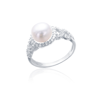 Bague de fiançailles KAMMY 8,5-9 mm tendance en argent 925 avec serti griffe géométrique et perle d'eau douce blanche de qualité AAA - Product Image 6