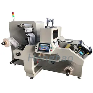 Sticker Paper/Adhesive/Label roll to roll intermittent rotary die cutting machine with Slitting Rewinding