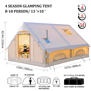 Inflatable Camping <strong>Tent</strong> 4/<strong>5Person</strong> Large Double Layer Oxford Stove Jack Quick Setup Two Doors Pump Waterproof Living Room - Product Image 2