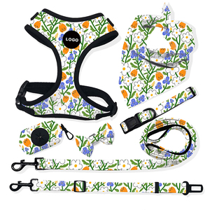 יוקרה Neoprene לחיות מחמד כלב רתם סט הדפסת סובלימציה מותאם אישית לא למשוך רך Mesh כלב רתם וקולר סט עבור כלבים - Product Image 3