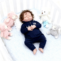 Poupée en silicone Reborn Baby Brown Dark Cute Curly Boy Reborn Doll Simulation Doll Reborn Toddler Dolls Boy de 18 pouces