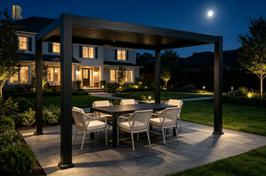 Pergola en aluminium RKOVE rectangulaire, noire, avec revêtement en poudre, moderne, pour extérieur, jardin, avec écran rétractable - Product Image 3