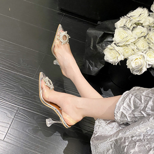 High Quality Hot Selling 2023 New Sunflower Rhinestone Heel <b>Shoes</b> Wedding Scene Women's Pumps - Product Image 3