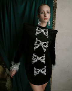 ENZO & LEO Mini robe moulante duchesse noire pour la fin de l'année 2025 robe de luxe nouvelle Collection Premium haut de gamme pour la saison des fêtes - Product Image 1