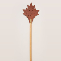 Raquette anti-moustiques transfrontalière à manche en bois, raquette anti-moustiques en cuir PU, outil anti-moustiques pour le camping en extérieur.