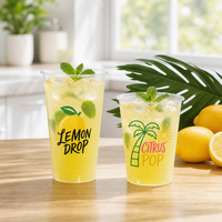Gobelets à café froids en plastique PET transparent avec couvercles, gobelets réutilisables pour smoothies, bubble tea, lattes glacés, qualité alimentaire