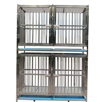 94*64*62Cm Gelaste Buis Grote Montage Dubbele Deur Stapelbaar Rvs Hondenkennel Kooien